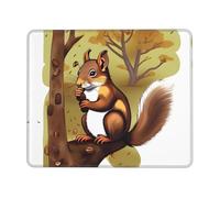 POEZJZW Nut-Eating Squirrel Pattern Mouse Pad Non-Slip Rubber Stitched Edges Waterproof Gaming Mouse Mat for Desk Gaming Work Wireless Mice 7 X 8.6 in