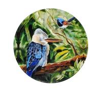 POEZJZW Oak Bird Pattern Round Mouse Pad, Non-Slip Rubber Base Small Mouse Pad, Suitable For Games, Computer Laptop, 7.9x7.9 Inches.