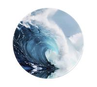POEZJZW Ocean Waves Pattern Round Mouse Pad, Non-Slip Rubber Base Small Mouse Pad, Suitable For Games, Computer Laptop, 7.9x7.9 Inches.