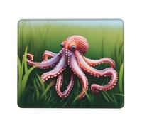 POEZJZW Octopus in The Grass Pattern Mouse Pad Non-Slip Rubber Stitched Edges Waterproof Gaming Mouse Mat for Desk Gaming Work Wireless Mice 7 X 8.6 in