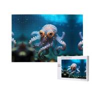 Poezjzw Octopus With Big Eyes Puzzles For Adult 1000 Pieces Wooden Jigsaw For Family Friend Home Decor Wall Art 29.5 X 19.7 In