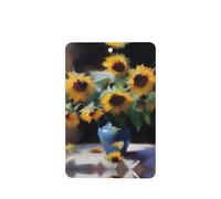 Poezjzw Oil On Sunflower Flower Pattern Car Air Fresheners 4 Pcs Rectangle Hanging Aromatherapy Tablets Scented Fresheners For Bedroom Bathroom