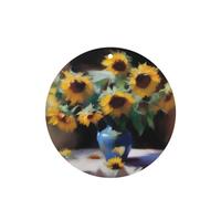 Poezjzw Oil On Sunflower Flower Pattern Car Air Fresheners 4 Pcs Round Shape Hanging Aromatherapy Tablets Scented Fresheners For Bedroom Bathroom