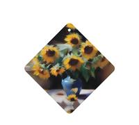 Poezjzw Oil On Sunflower Flower Pattern Car Air Fresheners 6 Pcs Square Hanging Aromatherapy Tablets Scented Fresheners For Bedroom Bathroom