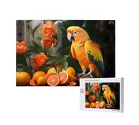Poezjzw Orange Parrot Bird Puzzles For Adult 1000 Pieces Wooden Jigsaw For Family Friend Home Decor Wall Art 29.5 X 19.7 In