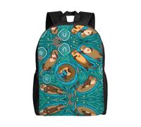 POEZJZW Otters In Love Pattern Casual Shoulders Backpack School Bags Ladies Day And Sports Travel Bag Laptop Bag