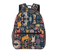 POEZJZW Owl Rabbit Bird Fox Pattern Lightweight Student Backpack,Laptop Travel Backpack For Girls,Boys,Work College Gifts,Casual Daypacks