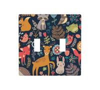 Poezjzw Owl Rabbit Bird Fox Pattern Wall Plate Outlet Cover Decorative Wall Plate Size 4.5X 4.5in Double Toggle Outlet Light Switch Cover