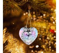 Poezjzw Owl Tree Branch Pattern Ceramic Heart-Shaped Christmas Tree Ornaments, Family New Year Home Souvenirs For Gatherings