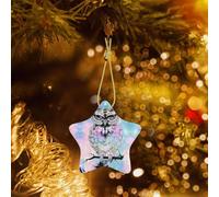Poezjzw Owl Tree Branch Pattern Ceramic Star-Shaped Christmas Tree Ornaments, Family New Year Home Souvenirs For Gatherings