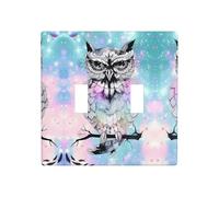 Poezjzw Owl Tree Branch Pattern Light Switch Cover Receptacle Cover Double Toggle Decorative Wall Plate, Standard Size 4.5 in X 4.5 in