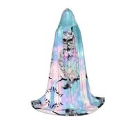 POEZJZW Owl Tree Branch Pattern Men Women Cloak With Hood Adult Cape With Hood Renaissance Halloween Witch Costume Wizard Cloak S