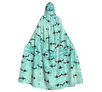 POEZJZW Pacific Ocean Whale Pattern Poncho Halloween Hooded Cape Women'S Men'S Halloween Dress Up Party Cosplay Costumes