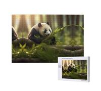 Poezjzw Panda Eating Bamboo Puzzles For Adult 1000 Pieces Wooden Jigsaw For Family Friend Home Decor Wall Art 29.5 X 19.7 In
