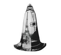POEZJZW Paris Eiffel Tower Pattern Men Women Cloak With Hood Adult Cape With Hood Renaissance Halloween Witch Costume Wizard Cloak M