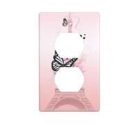 Poezjzw Paris Tower and Butterfly Pattern Light Switch Cover Outlet Cover Duplex Outlet Decorative Wall Plate Decorative Wall Plate Size 4.5x2.76 Inch