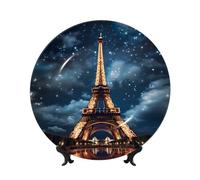 POEZJZW Paris Tower Pattern Decorative Plate, 7in Microwave/Oven/Dishwasher Safe, Scratch Resistant, For Living Room Decor, Entryway Art, Gift For Home