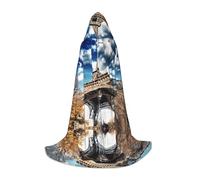 POEZJZW Paris Tower Pattern Men Women Cloak With Hood Adult Cape With Hood Renaissance Halloween Witch Costume Wizard Cloak M