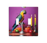 Poezjzw Parrot By The Candle Pattern Decorative Light Switch Plate Covers 2 Gang Wall Plate Double Toggle Switch Cover 4.5 X 4.5 In