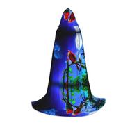 POEZJZW Parrot Pattern Men Women Cloak With Hood Adult Cape With Hood Renaissance Halloween Witch Costume Wizard Cloak S