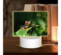 POEZJZW Peace Frog Tree Pattern Led Lamp Base Night Light Acrylic USB 3 Mode for Room Cafe Bar Birthday Party