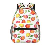 POEZJZW Peach Print Leaf Pattern Lightweight Student Backpack,Laptop Travel Backpack For Girls,Boys,Work College Gifts,Casual Daypacks