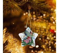 Poezjzw Peacock Pattern Christmas Star Ceramic Ornaments Christmas Tree Hanging Home Decoration Gatherings Souvenirs