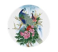 POEZJZW Peacock Pattern Round Non-Slip Rubber Base Small Mouse Pad Suitable For Games Computer Laptop 7.9x7.9 In
