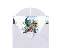 POEZJZW Peacock Patterned Pearl Paper Blank Greeting Card Suitable For Birthday Wedding Party Invitation With White Envelope