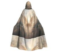 POEZJZW Phayah Christma Hoodie Halloween Witch Witchcraft Robe | Angel'S Feather Pattern Hooded Poncho For Cosplay Halloween Costume Party Masquerade