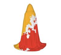 POEZJZW Phayah Christma Hoodie Halloween Witch Witchcraft Robe | Bhutanese Flag Pattern Hooded Poncho For Cosplay Halloween Costume Party Masquerade