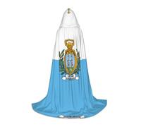POEZJZW Phayah Christma Hoodie Halloween Witch Witchcraft Robe | Flag Of San Marino Pattern Hooded Poncho For Cosplay Halloween Costume Party Masquerade
