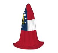 POEZJZW Phayah Christma Hoodie Halloween Witch Witchcraft Robe | Georgia Flag Pattern Hooded Poncho For Cosplay Halloween Costume Party Masquerade