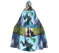POEZJZW Phayah Christma Hoodie Halloween Witch Witchcraft Robe | Healing Beasts Pattern Hooded Poncho For Cosplay Halloween Costume Party Masquerade