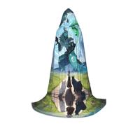 POEZJZW Phayah Christma Hoodie Halloween Witch Witchcraft Robe | Healing Beasts Pattern Hooded Poncho For Cosplay Halloween Costume Party Masquerade