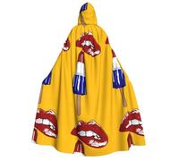 POEZJZW Phayah Christma Hoodie Halloween Witch Witchcraft Robe | Kiss Art Popsicle Pattern Hooded Poncho For Cosplay Halloween Costume Party Masquerade