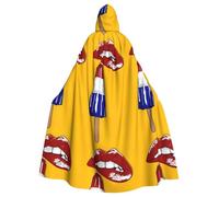 POEZJZW Phayah Christma Hoodie Halloween Witch Witchcraft Robe | Kiss Art Popsicle Pattern Hooded Poncho For Cosplay Halloween Costume Party Masquerade