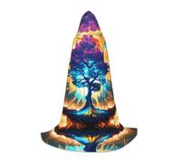 POEZJZW Phayah Christma Hoodie Halloween Witch Witchcraft Robe | Solar Celestial Tree Pattern Hooded Poncho For Cosplay Halloween Costume Party Masquerade