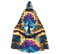 POEZJZW Phayah Christma Hoodie Halloween Witch Witchcraft Robe | Solar Celestial Tree Pattern Hooded Poncho For Cosplay Halloween Costume Party Masquerade