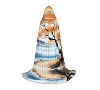 POEZJZW Phayah Christma Hoodie Halloween Witch Witchcraft Robe | Tree At The Water'S Edge Pattern Hooded Poncho For Cosplay Halloween Costume Party Masquerade