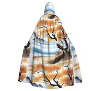 POEZJZW Phayah Christma Hoodie Halloween Witch Witchcraft Robe | Tree At The Water'S Edge Pattern Hooded Poncho For Cosplay Halloween Costume Party Masquerade
