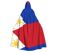 POEZJZW Philippine Flag Pattern Full Length Hooded Robe Cloak Long Cape Halloween Cosplay Costume Hoodies Cape Unisex