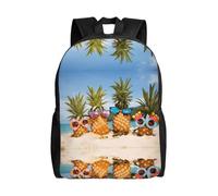 POEZJZW Pineapple Fruit Sunglasses Sand Beach Pattern Casual Shoulders Backpack School Bags Ladies Day And Sports Travel Bag Laptop Bag