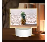 POEZJZW Pineapple On Beach Pattern Led Lamp Base Night Light Acrylic USB 3 Mode for Room Cafe Bar Birthday Party