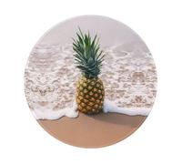POEZJZW Pineapple On Beach Pattern Round Non-Slip Rubber Base Small Mouse Pad Suitable For Games Computer Laptop 7.9x7.9 In