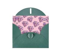 POEZJZW Pink Diamond Pattern Patterned Pearl Paper Blank Greeting Card Suitable For Birthday Wedding Party Invitation With Dark Green Envelope