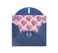 POEZJZW Pink Diamond Pattern Patterned Pearl Paper Blank Greeting Card Suitable For Birthday Wedding Party Invitation With Blue Envelope