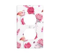Poezjzw Pink Flamingos Pattern Light Switch Cover Outlet Cover Duplex Outlet Decorative Wall Plate Decorative Wall Plate Size 4.5x2.76 Inch