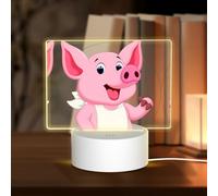 POEZJZW Pink Little Pig Pattern Led Lamp Base Night Light Acrylic USB 3 Mode for Room Cafe Bar Birthday Party