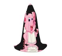 POEZJZW Pink Little Pig Pattern Teenager Hooded Cloak Cloak Women Men Halloween Costume Masquerade Cosplay Costume Christmas Party Robe L